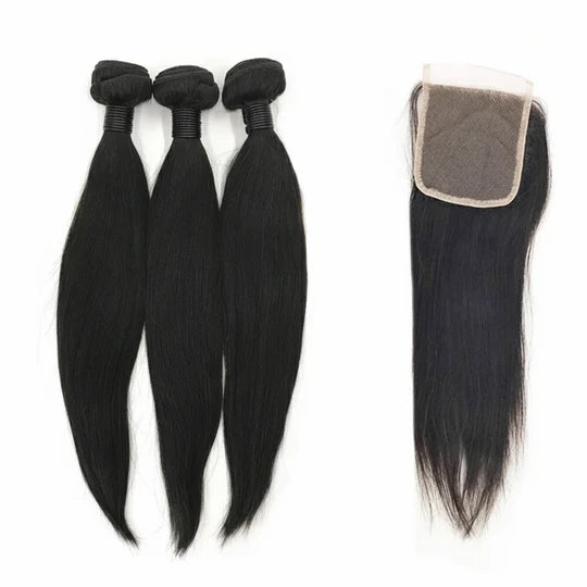 3 Brazilian Straight Bundle + Lace Closure Deal