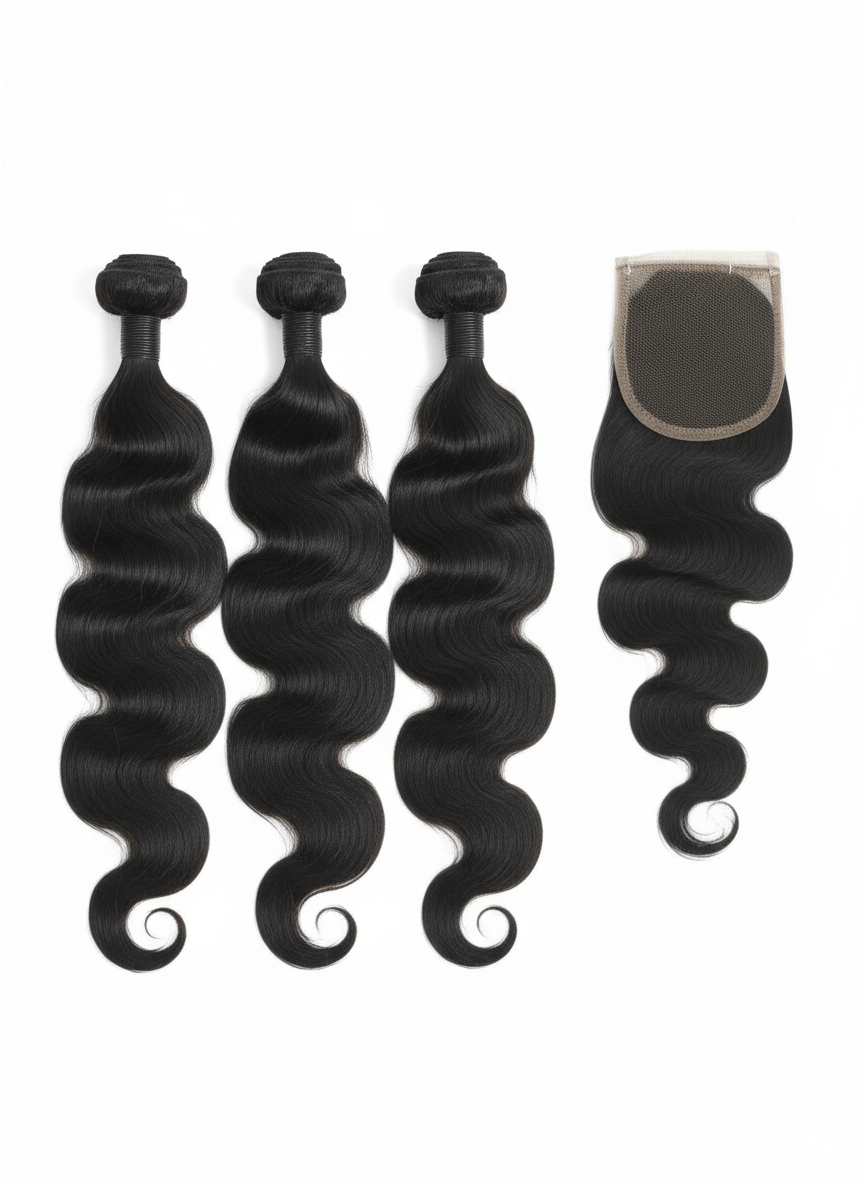 3 Brazilian Body Wave Bundle + Lace Closure Deal