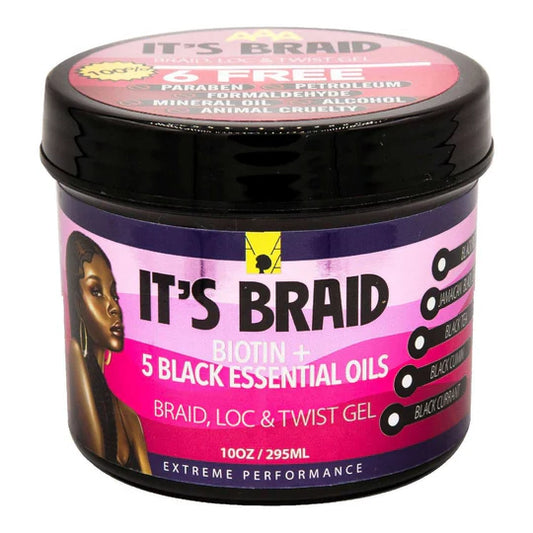 African Anti-Aging Braid, Loc & Twist Gel with Biotin & 5 Black Essential Oils – 10 oz